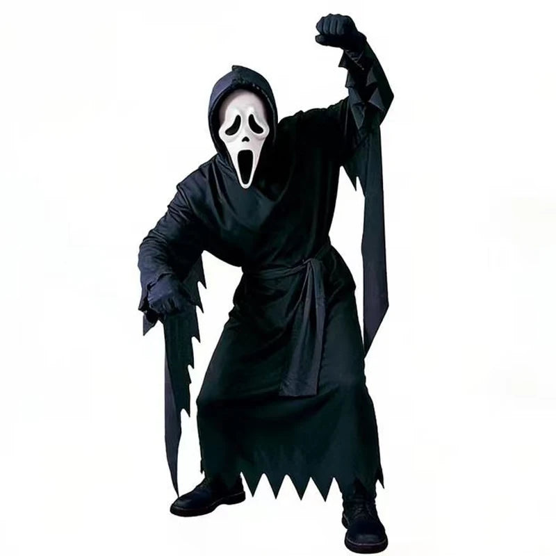 Hooded White Ghost Horror Costume with Mask - product image 6