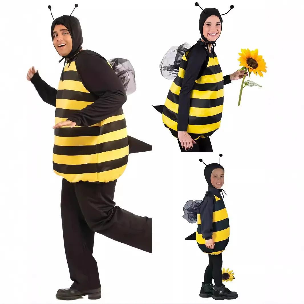 Family Animal Costumes for Men Women Halloween Fancy Bee Costume Outfits Adults Toddler - YELLOW / XL