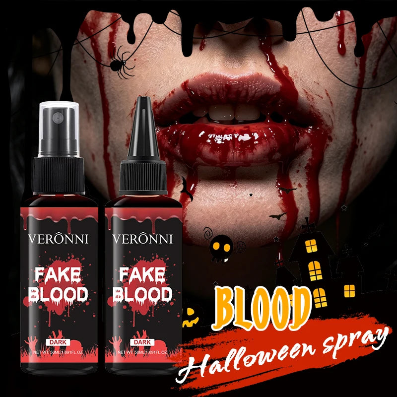 VERONNI Fake Blood Makeup Kit Spray & Squeeze Bottles Realistic Dark Washable Artificial Blood Liquid for - product image 3