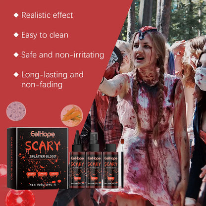 Halloween Fake Blood Makeup Kit Blood Drop Vampire Zombie Cosplay Washable Mock Blood Fake Blood Spray For - product image 4