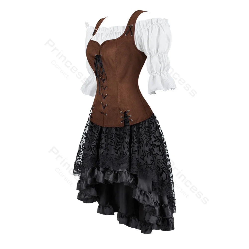Pirate Dress Costume Halloween Cosplay Outfit Medieval Renaissance Dress Shoulder Off Women Costume XS-XXXL - product image 2