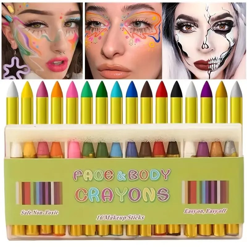 16-Color Face & Body Paint Crayon Halloween Makeup Kit - product image 7