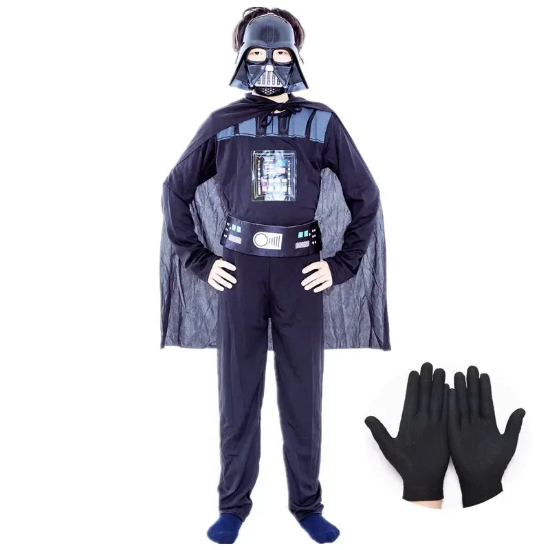 Boys Classic Movie Mask Costume Printed Cartoon Darth Vader Cape Armor Onesie Halloween - View 7