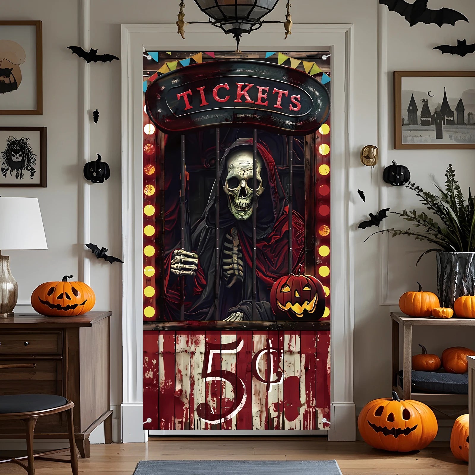 Halloween Door Decorations Halloween Door Cover Evil Circus Bloody Backdrop - product image 6