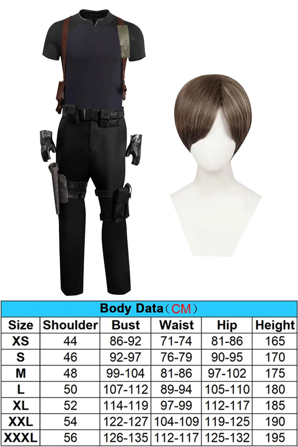 Fantasia Agent Leon Cosplay Outfits Men Disfraz Biohazard Game Hazard Bio Costume Disguise Male Halloween Carnival Party Clothes