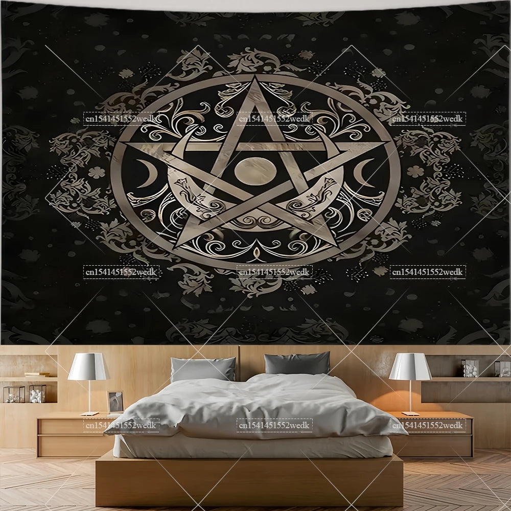 Pentagram Moon & Celtic Witchcraft Tapestry