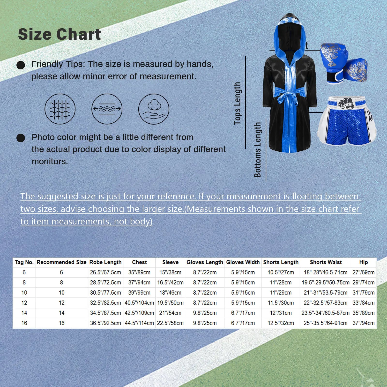 Boxing Long Sleeve Metallic Trim Satin Hooded Robe Belt Sequins Shorts Gloves - alternate view 4