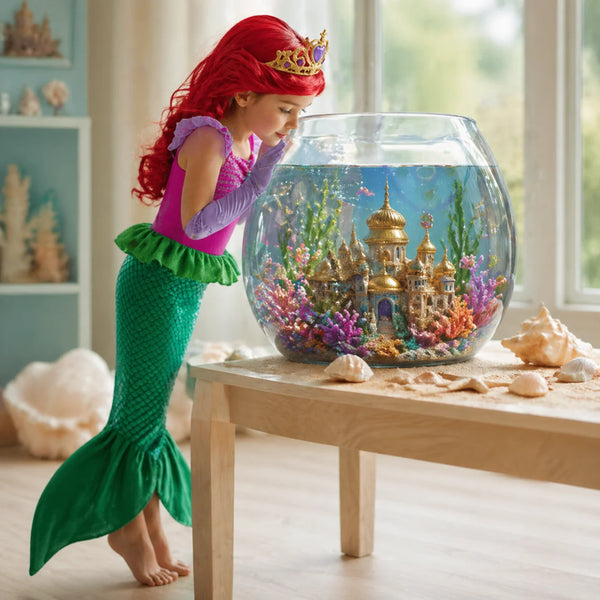Red-Haired Mermaid Princess Halloween Costume for Kids