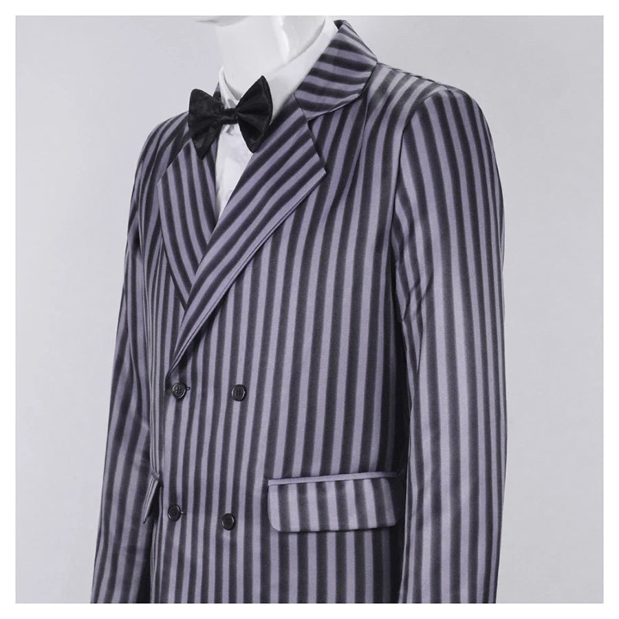 Morticia Addams Costume Black Gothic Dress Sexy Dresses Gomez Addams Men Suit Uniform - women dress / S