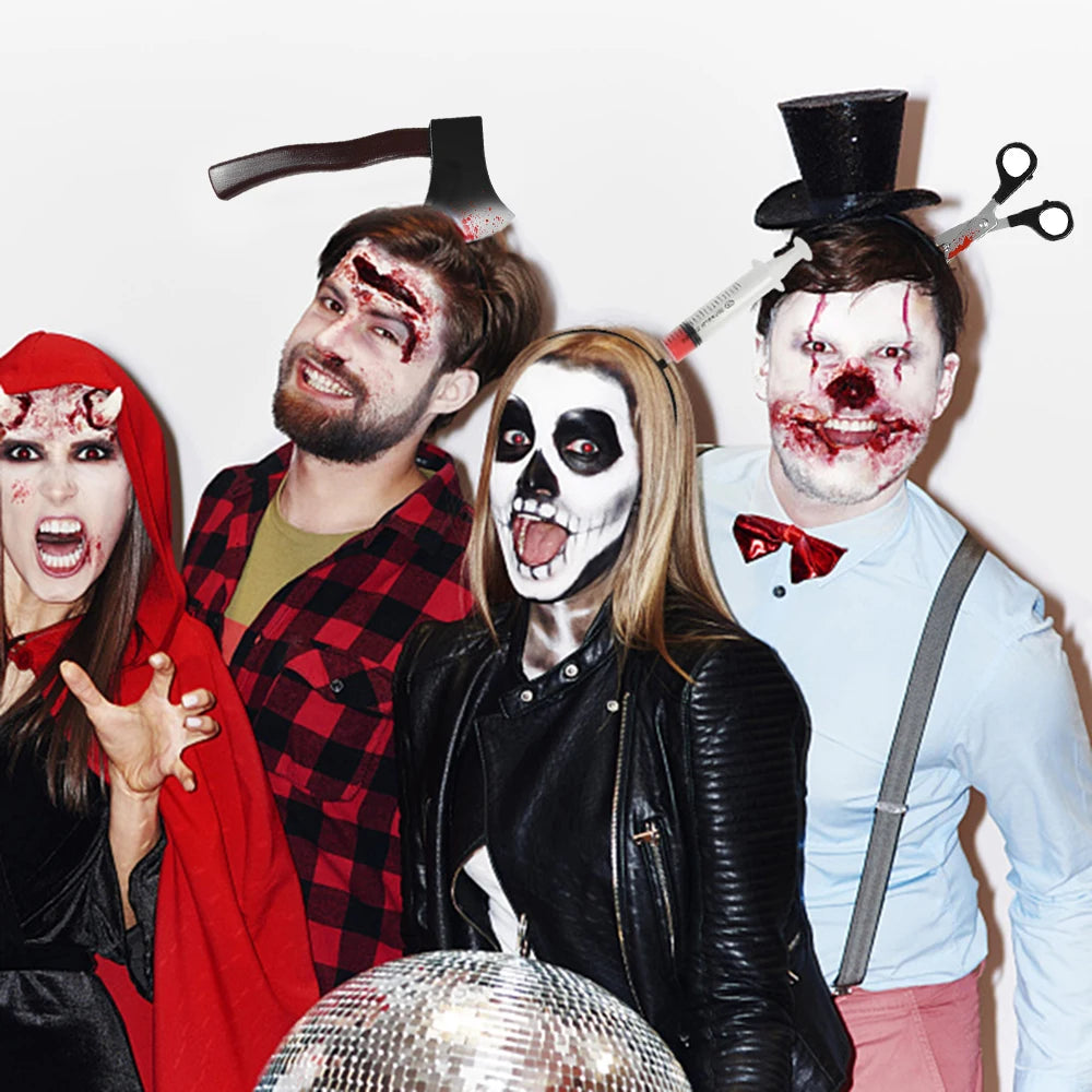 Fake Axe Knife & Scissors Halloween Headbands