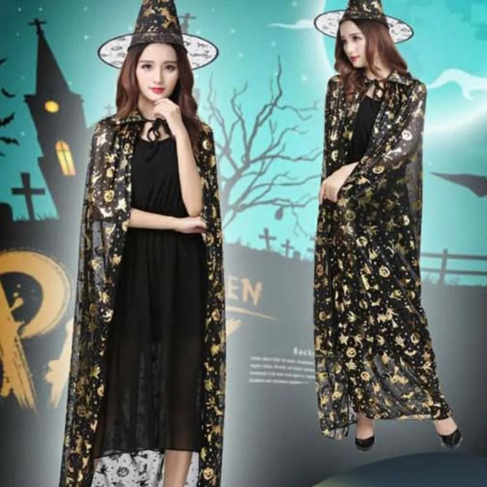 Trendy Performance Costumes Halloween Cloak Sets Witch Caps Pumpkin Scary Costumes Ghost - Multicolor / One Size