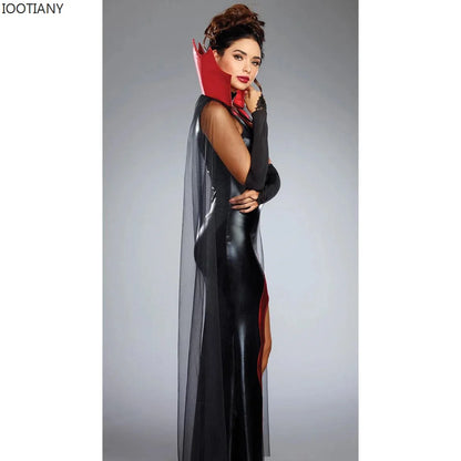 Women's Halloween Carnival Costume Witch Vampire Dress Patent Leather Prom Demon Vampire Girl Devil Costume - product image 2