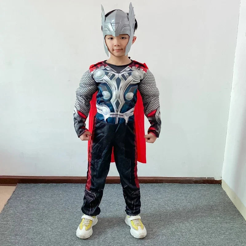 Halloween for Men's Thunder God Warrior Muscle Costume Superhero Thunder God Warrior Costume Muscle Costume Jumpsuit - A / height 41.3–47.2 in (105–120 cm)