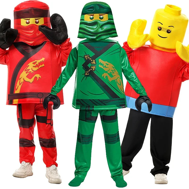 Guy Boy Hidden Warrior Red Ninja Warrior Outfit Fancy Dress Up Kids Ninja