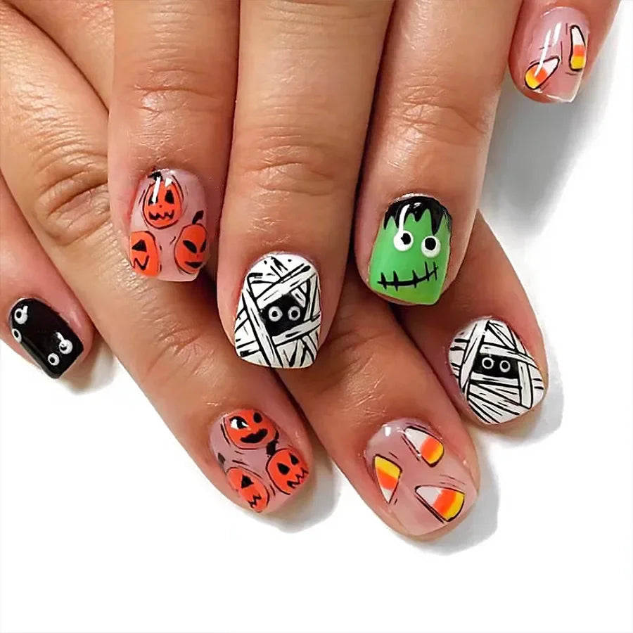 Halloween Pumpkin Press-On Nails