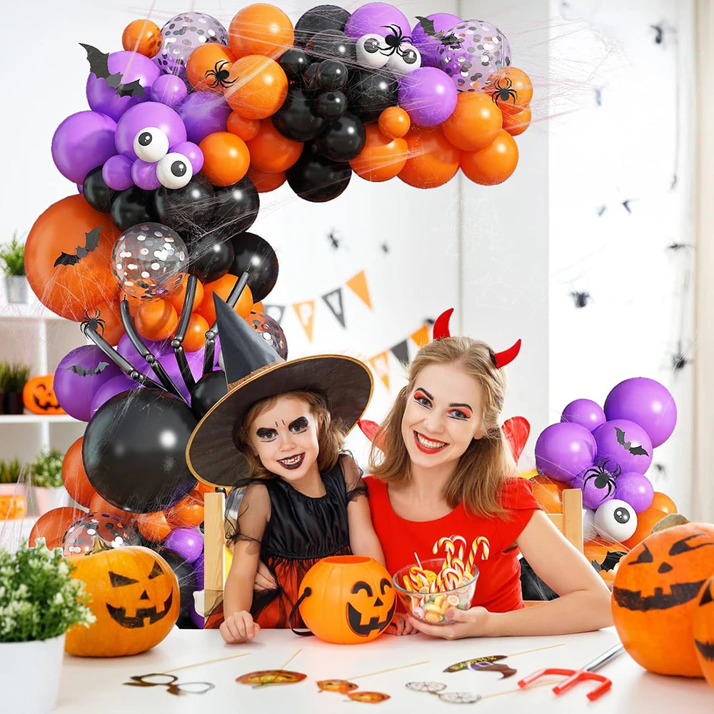 Orange Halloween Balloons Garland Black Eyeball Purple Balloon Arch Kit Long - product image 4