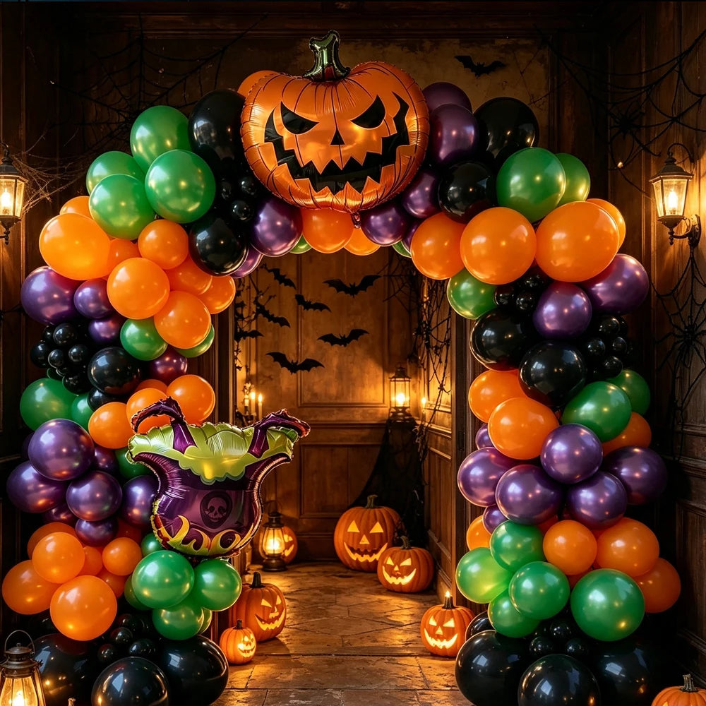 Classic Halloween Color Scheme balloon Set, Pumpkin Head Witch Hat Aluminum - product image 5