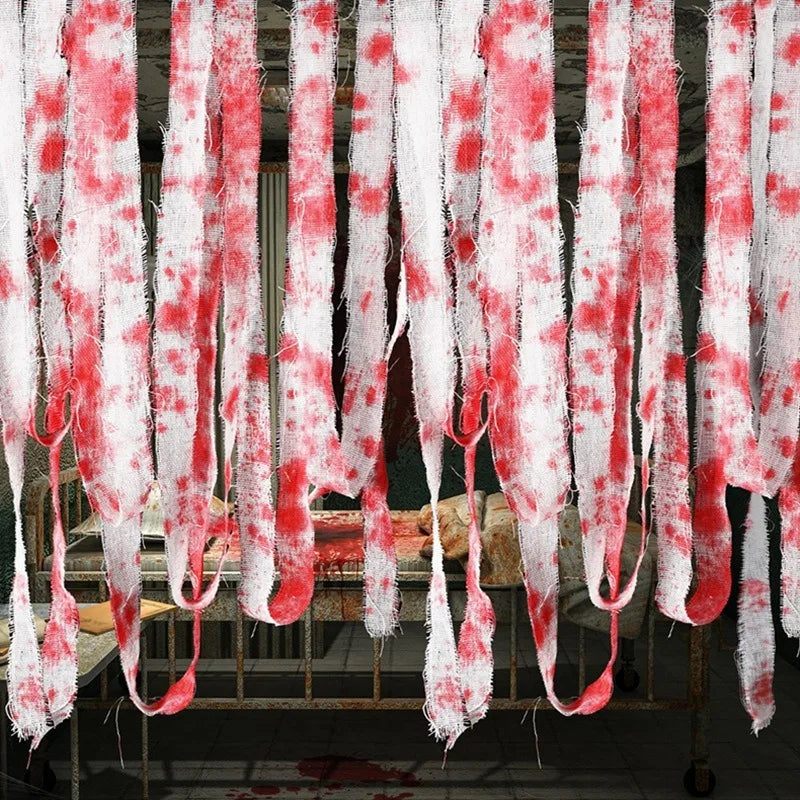 10/15M Halloween Bloody Cloth Strips Blood Gauze Bandage Haunted House Secret - product image 1