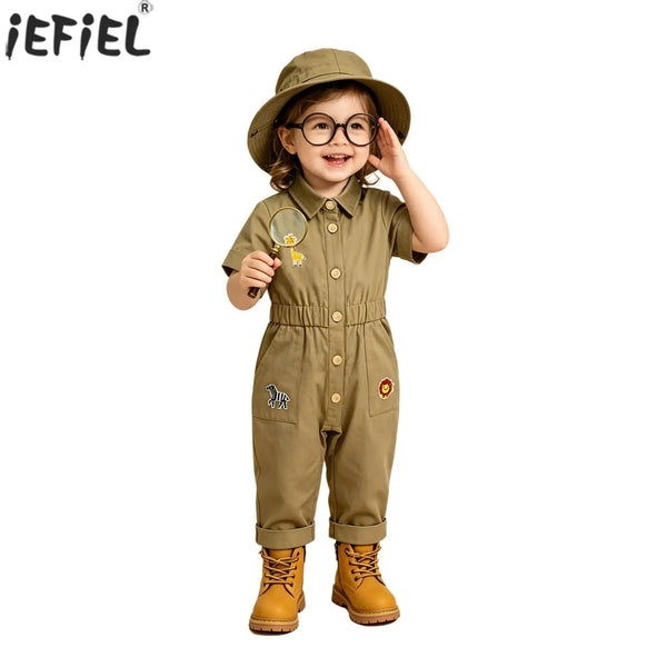 IEFIEL Baby & Toddler Zookeeper Costume – Animal-Embroidered Romper