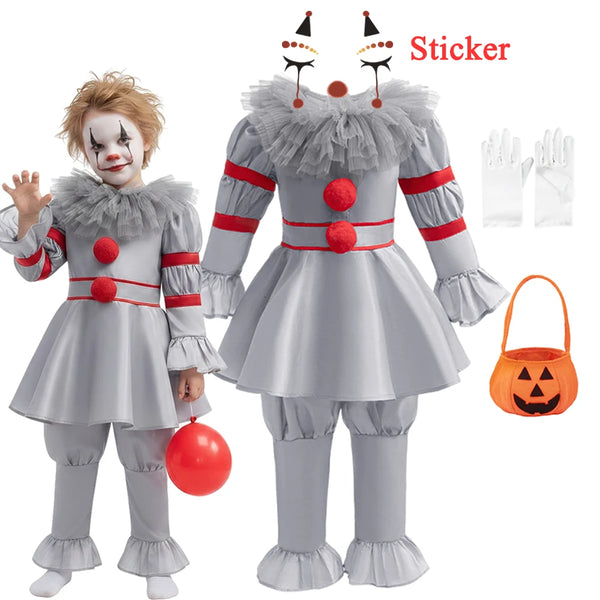 Boys Girls Costume Scary Clown Halloween Costume Kids Kids Costume Dress Up - 4 PCS B / 2T(100)