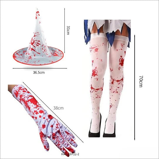 Adult Witch Bloody Stockings Gloves Apron Costume - alternate view 4