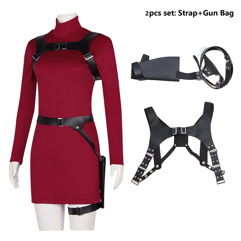 Female Ada Costume Wong Costume Dress Belt Cosplay Outfits Halloween Disguise Suit for - Package 2 / XS