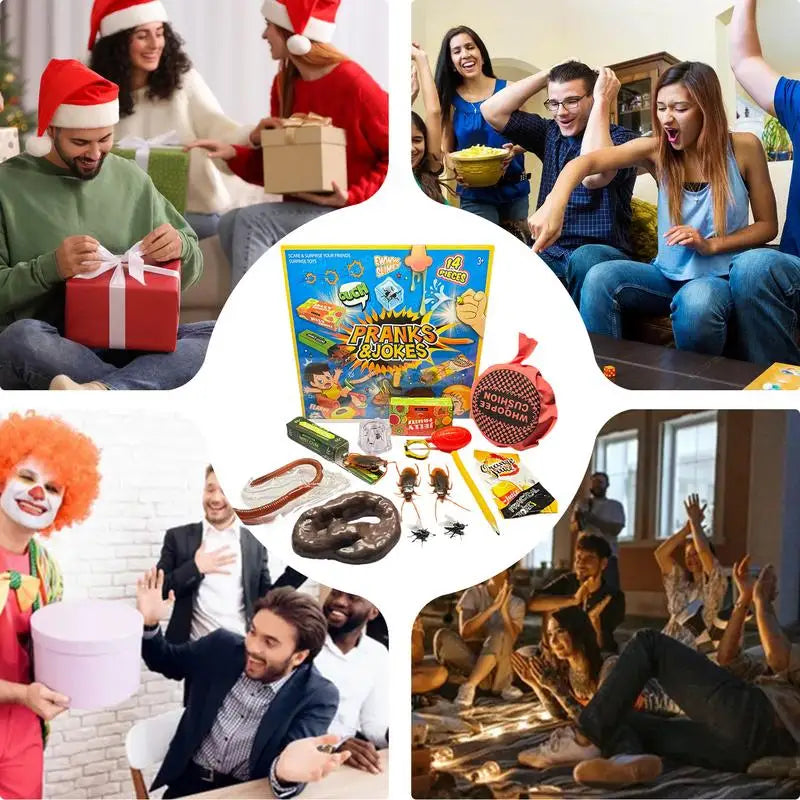 Joke Kit Pranks Pack Joke Toys Box Set Cockroach Roach Bug Whoopee Cushion April Fools Prank Stuff Noise Maker For Kids Adult