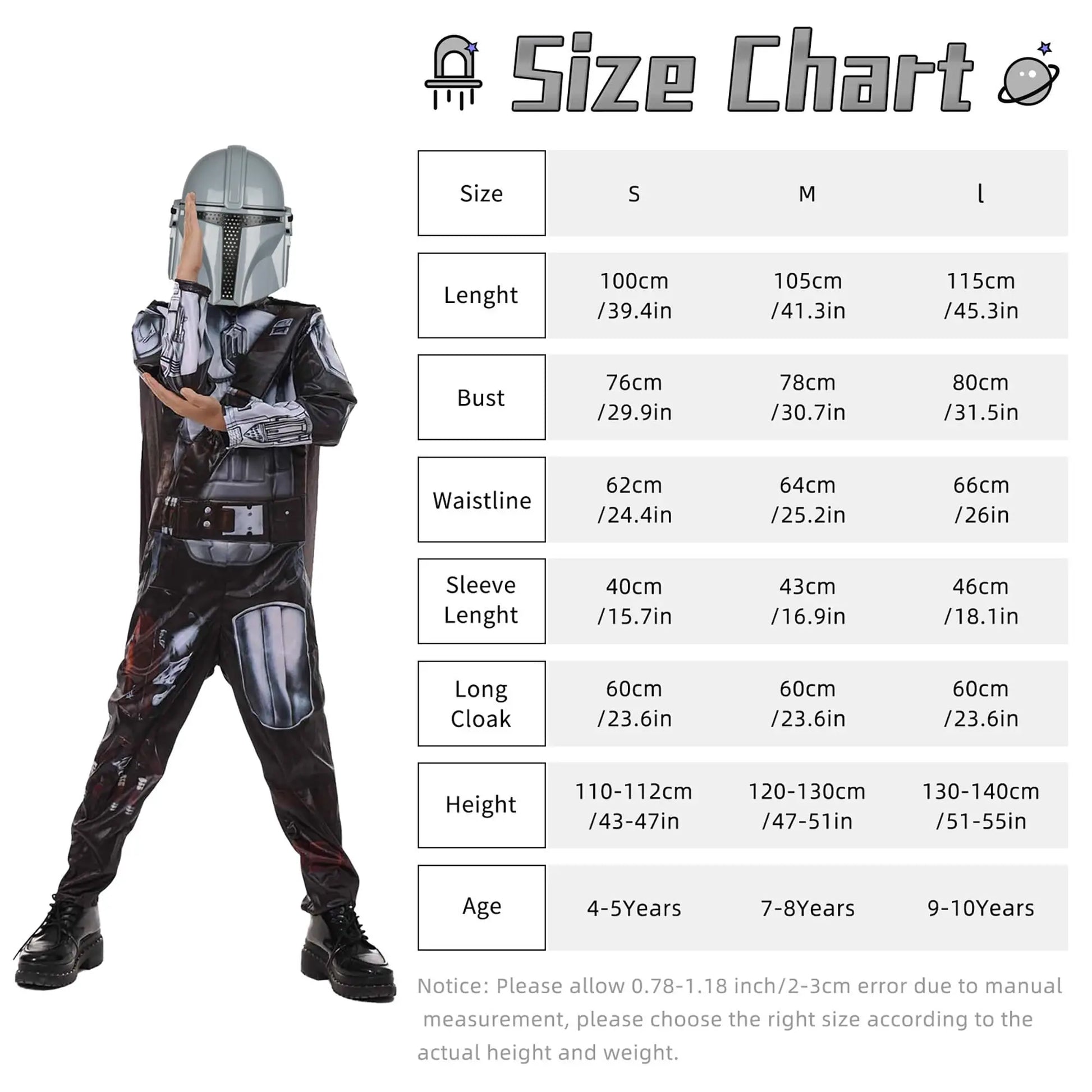 Mandalorian Costume Kids Boys with Mandalorian Helmet Cloak Jumpsuit Costume Outfit for - View 6