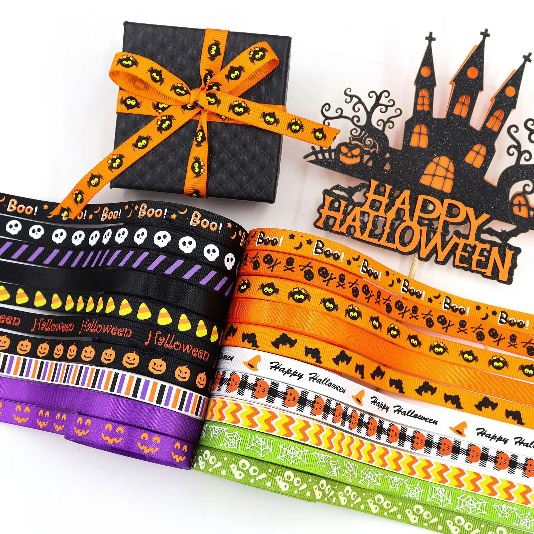 10mm Halloween Ribbon Halloween Party Scene Decoration Bow Headpiece DIY - product image 1
