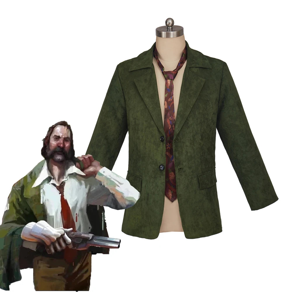 Game Disco Elysium Costume Harrier Du Bois Costume Green Coat with Tie Halloween Harry - green / M