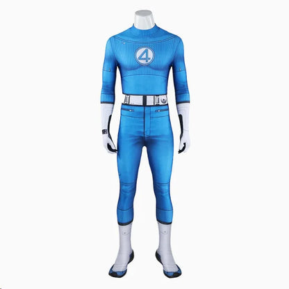Superhero MR.Fantastic Costume Suit First Steps Outfit Blue Jumpsuit Adult Men Halloween - jumpsuit / S