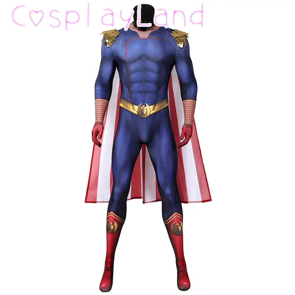 The Boys 3 Homelander Cospaly Costume Adult Halloween Costumes Antony Starr Jumpsuit Cloak - The Boys 3 Homelande / XXL