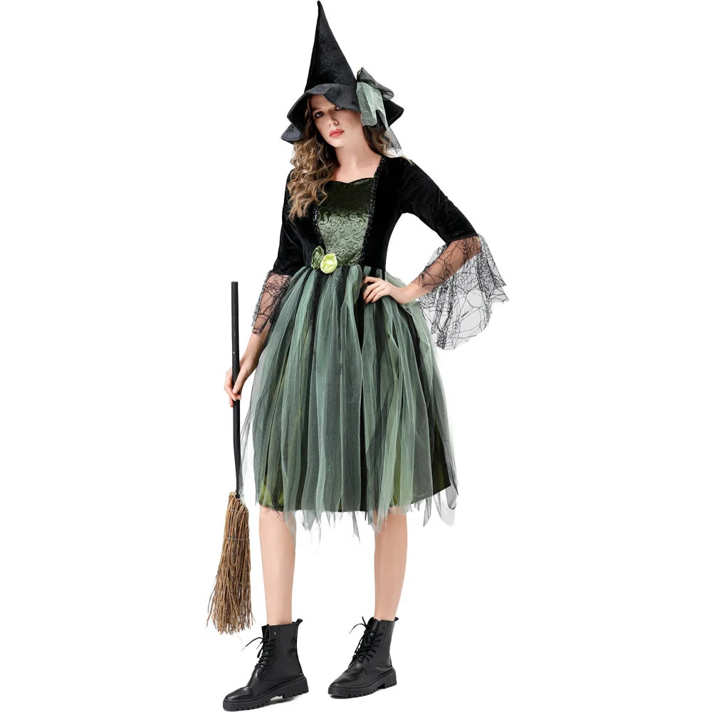 Halloween Carnival Witch Adult Women Costume Gothic Vampire Long Sleeve Dress Cosplay Party Costumes - product image 3