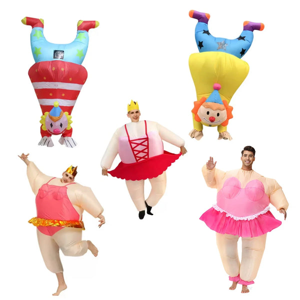 Adult Halloween Costume Handstand Clown Inflatable Costume Blow Up Pig Outfit Dress Ballet - Style d / Adult 59.1–76.8 in (150–195 cm)