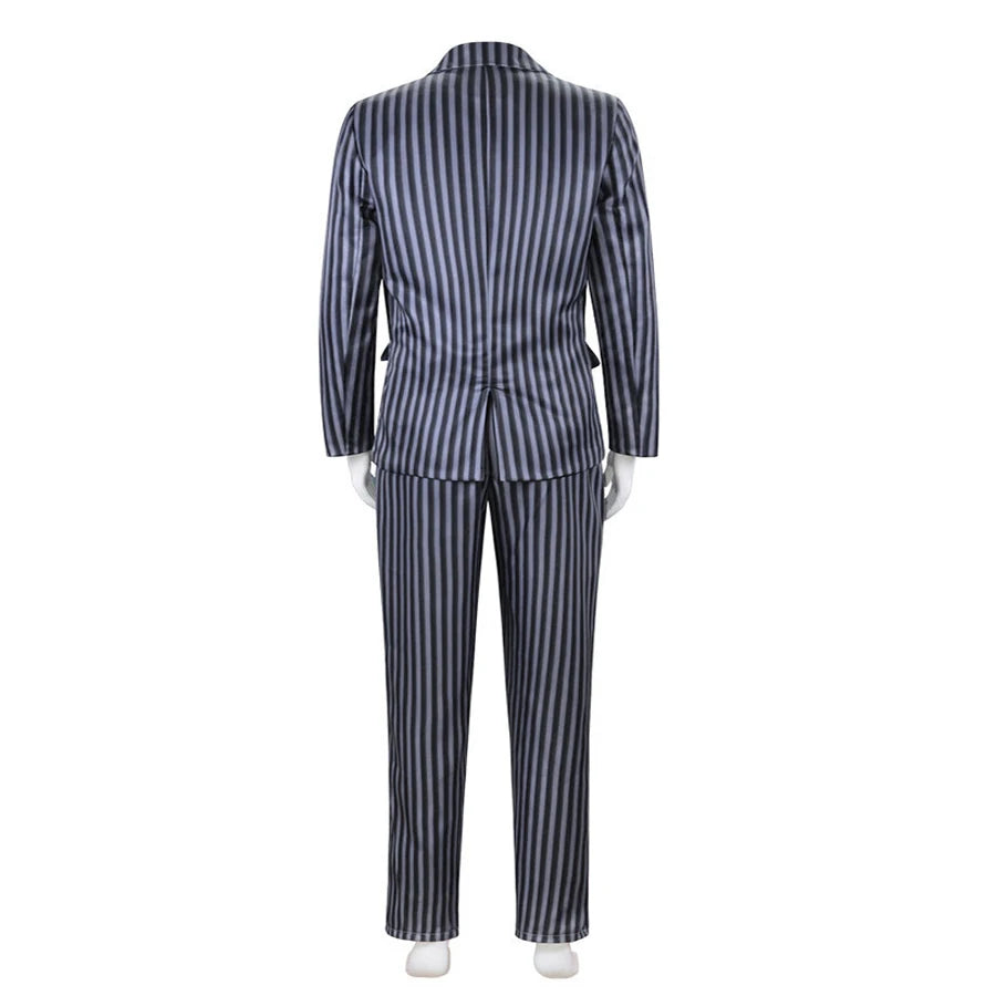 Morticia Addams Costume Black Gothic Dress Sexy Dresses Gomez Addams Men Suit Uniform - women dress / M