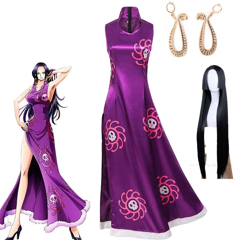 Women's For Anime Boa Hancock Chipao Long Dress Vestido Clothing Suit Costume - alternate view 6