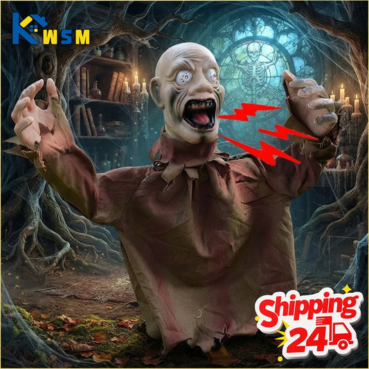 Halloween Swinging Ghost Yard Decoration with Sound Activated Creepy Noise for Haunted House Outdoor - product image 1