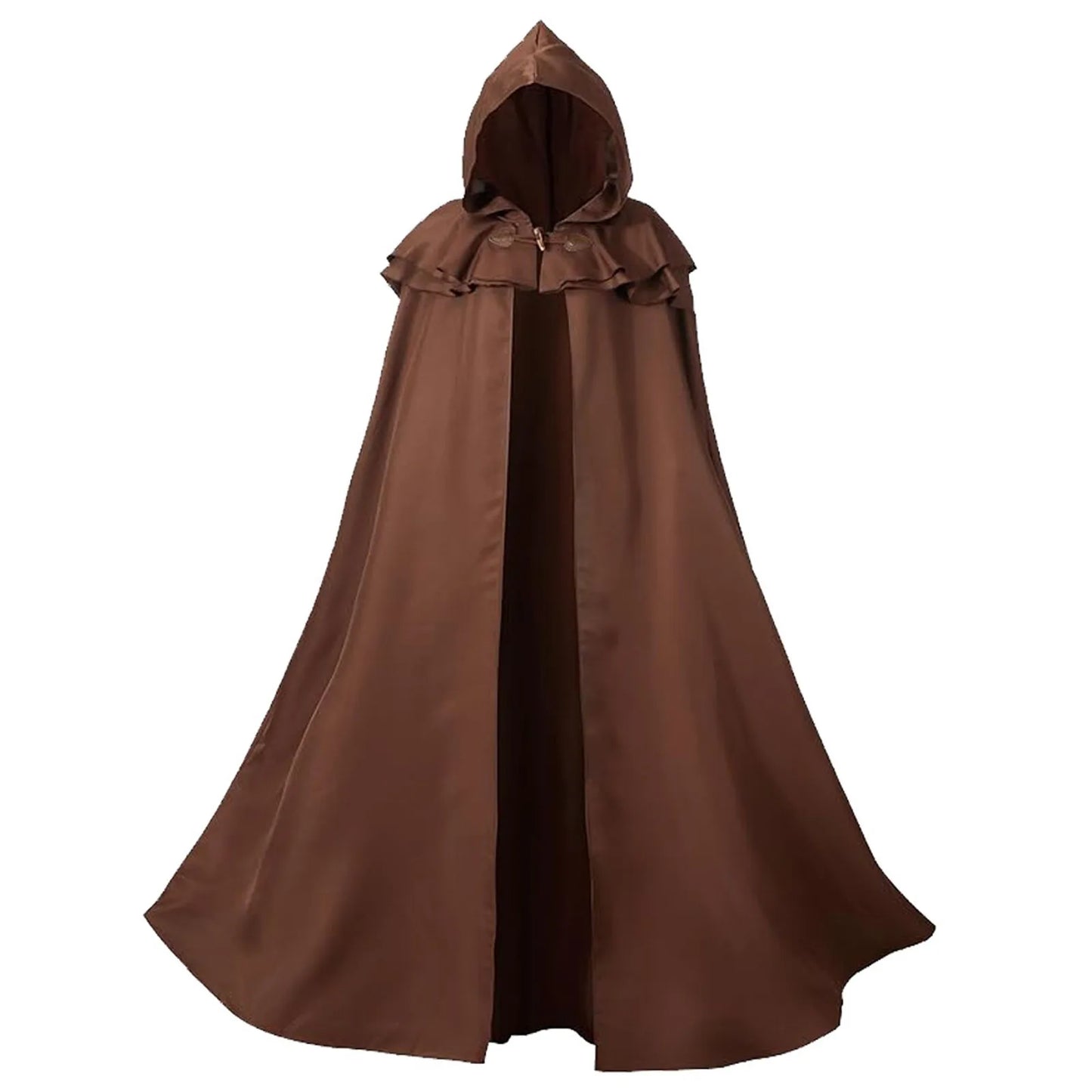 Halloween Hooded Capes for Adult Cloaks Costume Witch Red Black Purple Green Grim Reaper - Brown / S