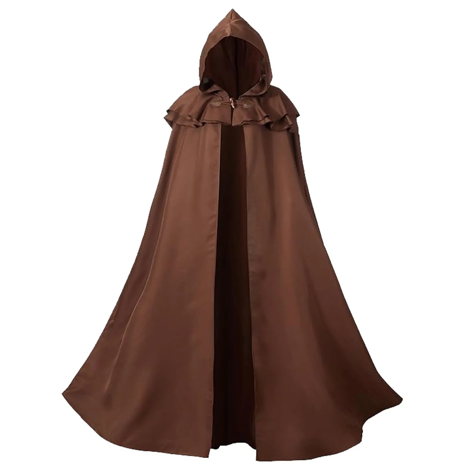 Halloween Hooded Capes for Adult Cloaks Costume Witch Red Black Purple Green Grim Reaper - Brown / S