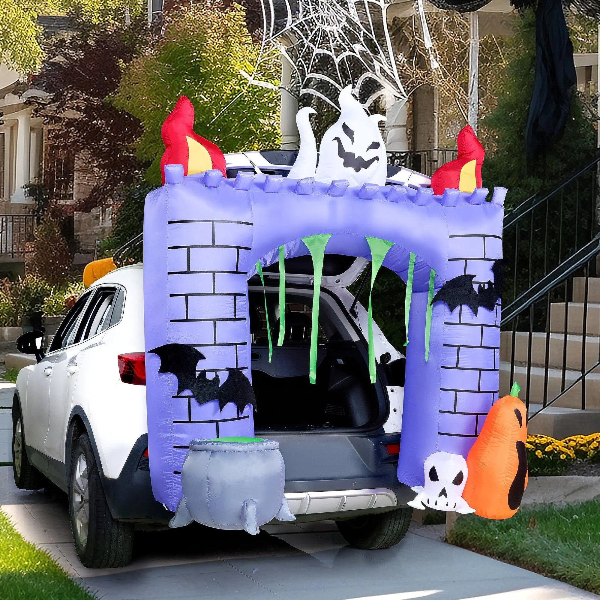 6 FT Tall Haunted Castle Inflatable Haunted Castle Decoration Trunk