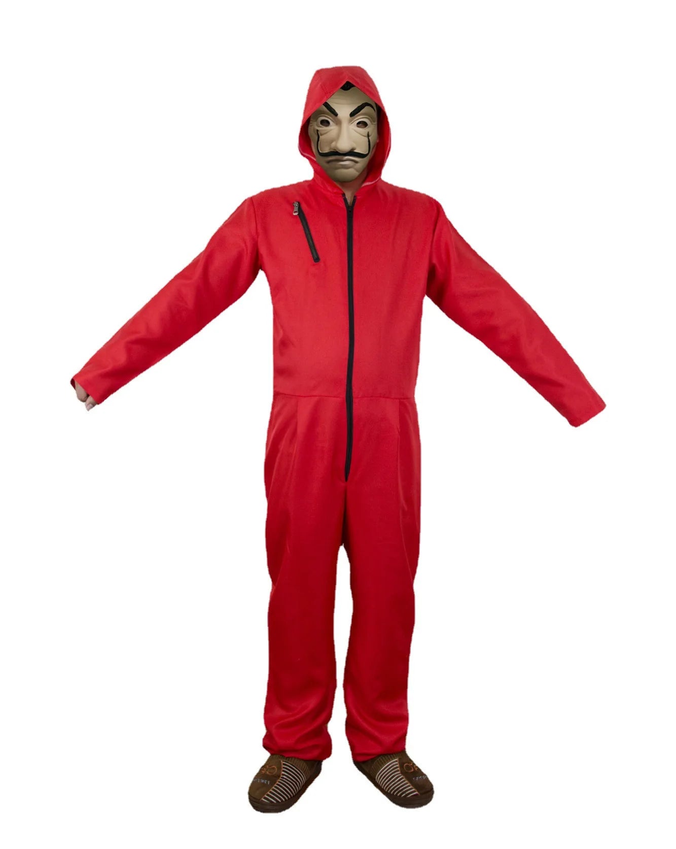 Women's Clown Red Paper Mache House Jumpsuit Suit Ethnic Halloween Costume - Xxl / Latex mask
