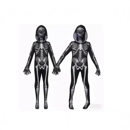 Adults Kids Skeleton Skin Suit Halloween Cosplay Costume Carnival Ghost Theme Masquerade Party Fancy Dress Outfit