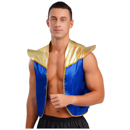 Men's Arabian Prince Shiny Metallic Vest Tops Shoulder Pads Open Costume - alternate view 3