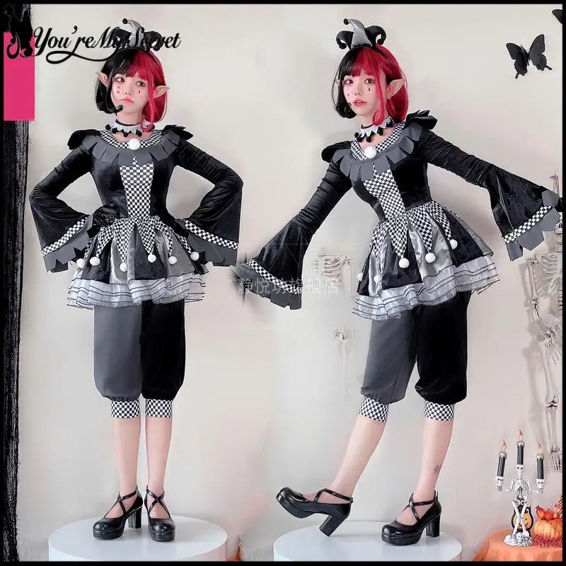You're My Secret Couple's Clown Costumes Suit Halloween Adult Cosplay Costumes Gothic Clown Top Pant with - product image 2