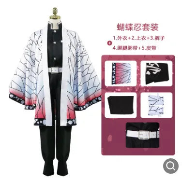 Costume Anime Kanroji Mitsuri Kimono Costume Devil Hunter Adult Kid Halloween Wig - A / XXL