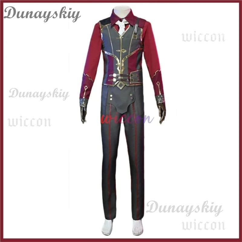 Game LOL Arcane Silco Costume Military Uniform Trench Coat Boot Wig for Adult Men - shoes / L