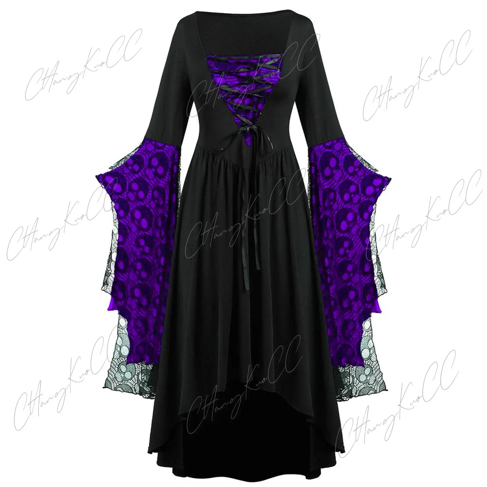 Vintage Halloween Cosplay Costume Witch Vampire Gothic Dress Ghost Dresses Up Party Printed Medieval Ghost - product image 4