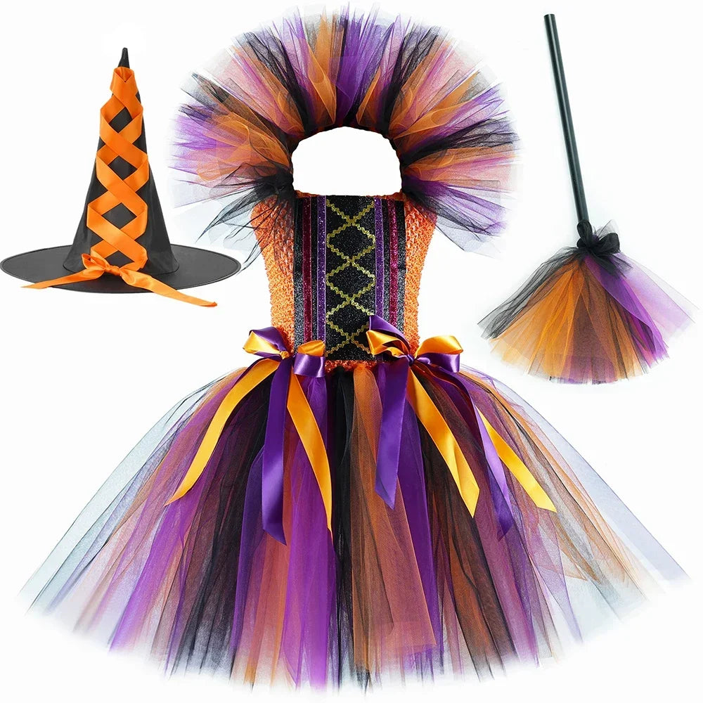 Halloween Witch Costume for Girls Fancy Tutu Dress Disguise Evil Witches Costumes Outfit Toddler Kids Purim - product image 3
