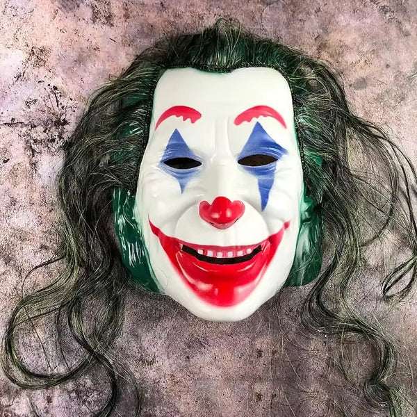 Green-Haired Horror Clown Full-Face Halloween Mask