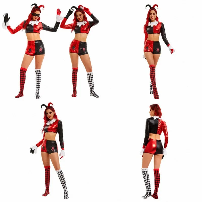 Circus Clown Halloween Costume Set with Headband Gloves & Socks